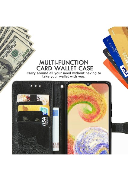 Samsung Galaxy A04 ile Uyumlu El Standı Fonksiyonlu Cüzdan Kabartmalı Pu Deri Kart Tutucu (Yurt Dışından) indirimleri