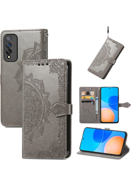 Honor Play 5t Pro ile Uyumlu El Standı Fonksiyonlu Cüzdan Kabartmalı Pu Deri Kart Tutucu (Yurt Dışından)