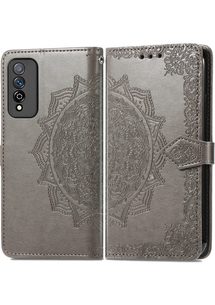 Honor Play 5t Pro ile Uyumlu El Standı Fonksiyonlu Cüzdan Kabartmalı Pu Deri Kart Tutucu (Yurt Dışından) modelleri
