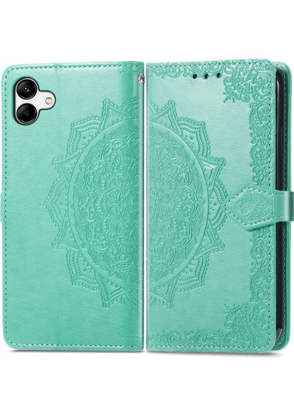 Samsung Galaxy A04 ile Uyumlu El Standı Fonksiyonlu Cüzdan Kabartmalı Pu Deri Kart Tutucu (Yurt Dışından) modelleri