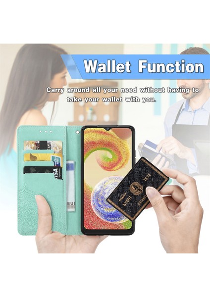 Samsung Galaxy A04 ile Uyumlu El Standı Fonksiyonlu Cüzdan Kabartmalı Pu Deri Kart Tutucu (Yurt Dışından) indirimleri
