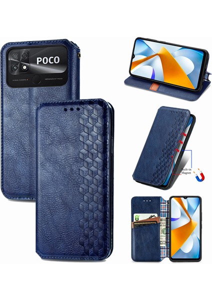 Xiaomi Poco C40 Cüzdan Kılıfı ile Uyumlu, Kart Tutuculu, Pu Deri Flip Kickstand Kapak (Yurt Dışından)