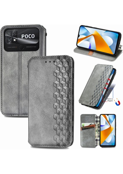 Xiaomi Poco C40 Cüzdan Kılıfı ile Uyumlu, Kart Tutuculu, Pu Deri Flip Kickstand Kapak (Yurt Dışından)