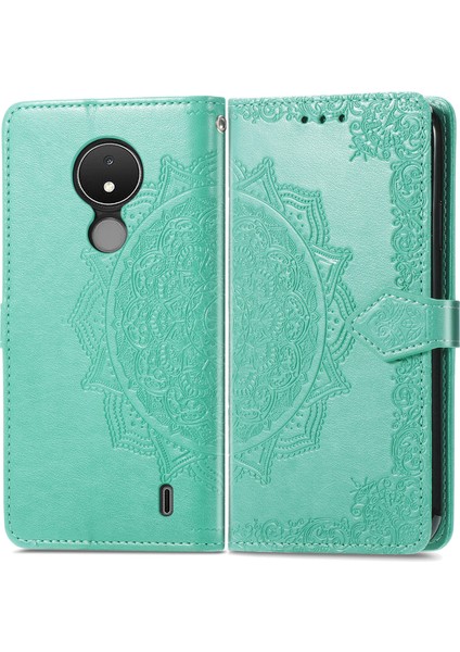 Nokia C21 ile Uyumlu El Standı Fonksiyonlu Cüzdan Kabartmalı Pu Deri Kart Tutucu (Yurt Dışından) modelleri