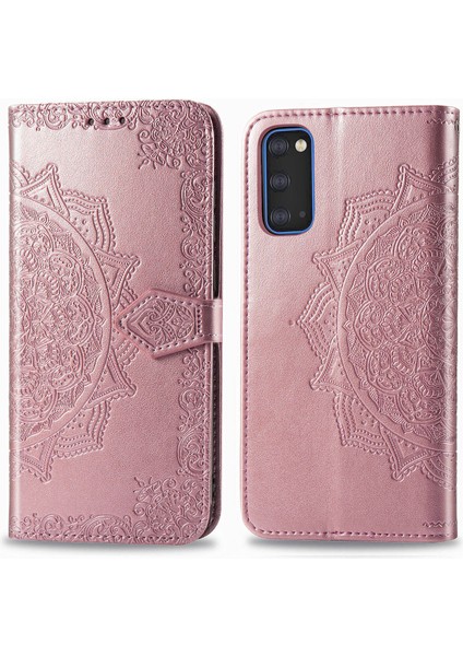 Samsung Galaxy S20 ile Uyumlu El Standı Fonksiyonlu Cüzdan Kabartmalı Pu Deri Kart Tutucu (Yurt Dışından) modelleri