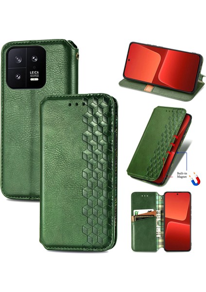 Xiaomi 13 Cüzdan Kılıfı ile Uyumlu, Kart Tutuculu, Pu Deri Flip Kickstand Kapak (Yurt Dışından)