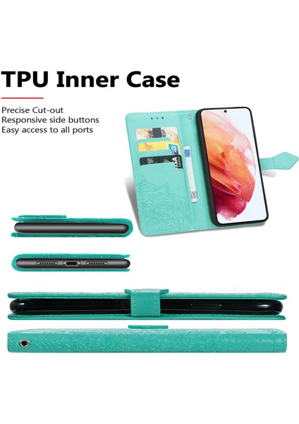 Samsung Galaxy S21 Fe ile Uyumlu El Standı Fonksiyonlu Cüzdan Kabartmalı Pu Deri Kart Tutucu (Yurt Dışından) fırsatları