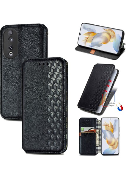 Honor 90 5g Cüzdan Kılıfı ile Uyumlu, Kart Tutuculu, Pu Deri Flip Kickstand Kapak (Yurt Dışından)