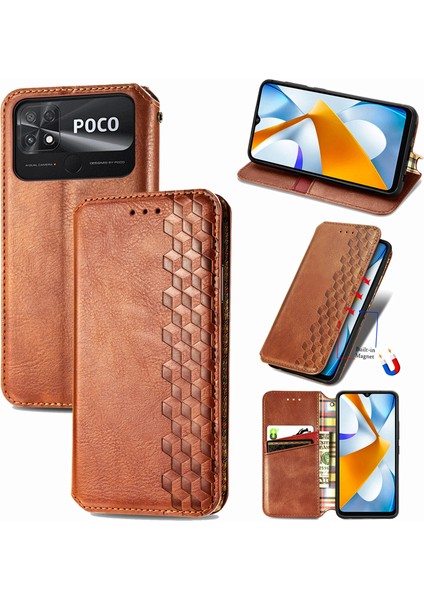 Xiaomi Poco C40 Cüzdan Kılıfı ile Uyumlu, Kart Tutuculu, Pu Deri Flip Kickstand Kapak (Yurt Dışından)