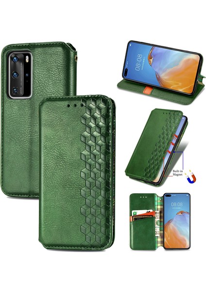 Huawei P40 Pro Cüzdan Kılıfı ile Uyumlu, Kart Tutuculu, Pu Deri Flip Kickstand Kapak (Yurt Dışından)