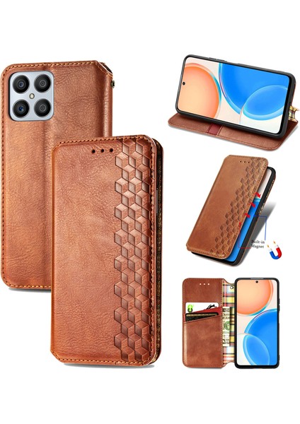 Honor X8 4g Cüzdan Kılıfı ile Uyumlu, Kart Tutuculu, Pu Deri Flip Kickstand Kapak (Yurt Dışından)