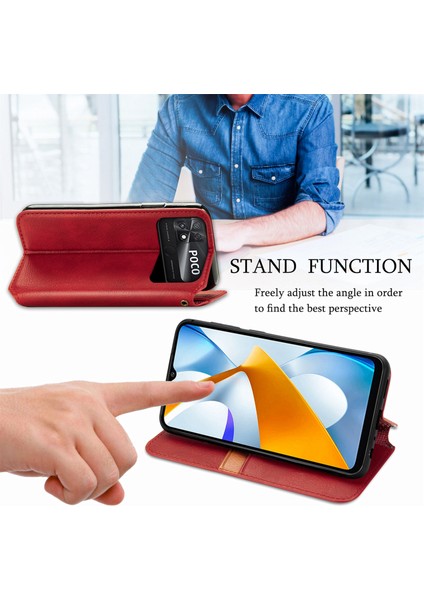 Xiaomi Poco C40 Cüzdan Kılıfı ile Uyumlu, Kart Tutuculu, Pu Deri Flip Kickstand Kapak (Yurt Dışından)