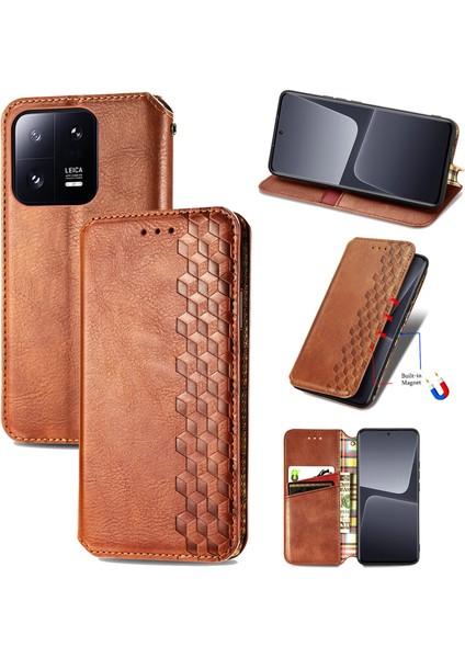 Xiaomi 13 Pro Cüzdan Kılıfı ile Uyumlu, Kart Tutuculu, Pu Deri Flip Kickstand Kapak (Yurt Dışından)