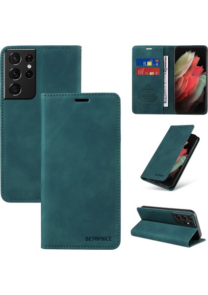 Samsung Galaxy S21 Ultra Cüzdan Derisi ile Uyumlu-Rfıd Engellemeli Kart Sahipleri-Tpu Kapaklı Kapak (Yurt Dışından)