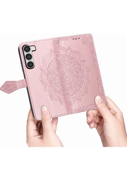 Samsung Galaxy S23 ile Uyumlu El Standı Fonksiyonlu Cüzdan Kabartmalı Pu Deri Kart Tutucu (Yurt Dışından) modelleri