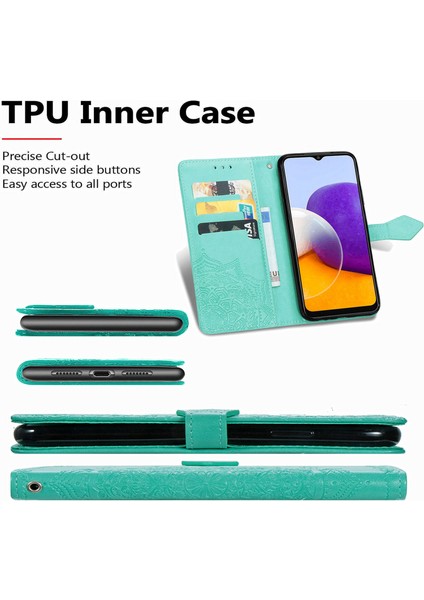 Samsung Galaxy A22 5g ile Uyumlu El Standı Fonksiyonlu Cüzdan Kabartmalı Pu Deri Kart Tutucu (Yurt Dışından) fırsatları