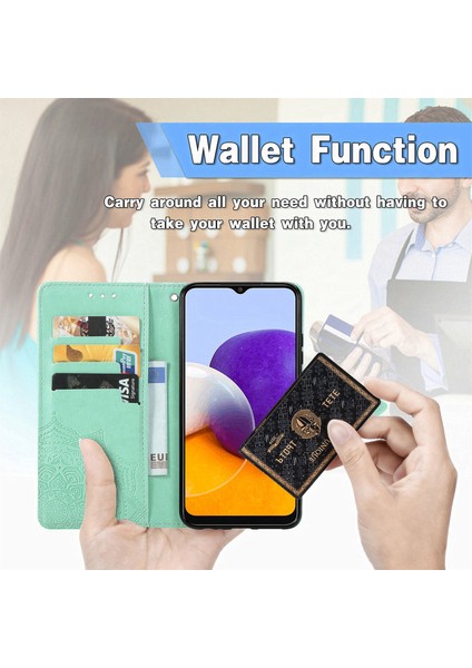 Samsung Galaxy A22 5g ile Uyumlu El Standı Fonksiyonlu Cüzdan Kabartmalı Pu Deri Kart Tutucu (Yurt Dışından) indirimleri