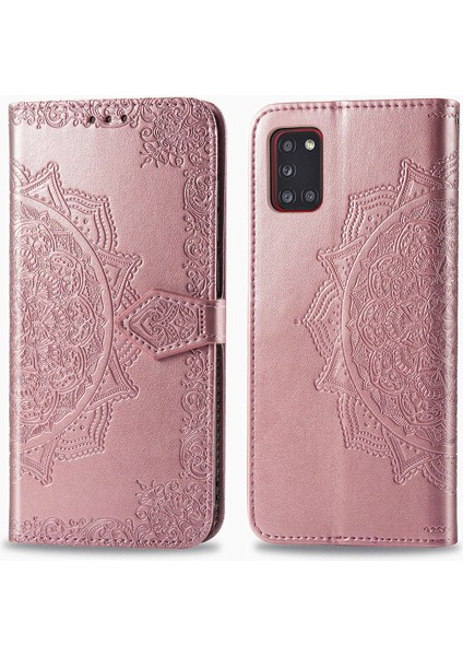 Samsung Galaxy A31 ile Uyumlu El Standı Fonksiyonlu Cüzdan Kabartmalı Pu Deri Kart Tutucu (Yurt Dışından) modelleri
