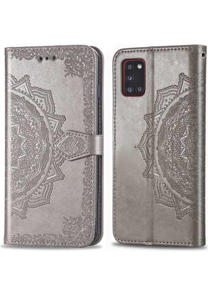 Samsung Galaxy A31 ile Uyumlu El Standı Fonksiyonlu Cüzdan Kabartmalı Pu Deri Kart Tutucu (Yurt Dışından) modelleri