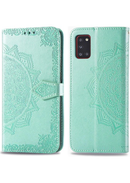 Samsung Galaxy A31 ile Uyumlu El Standı Fonksiyonlu Cüzdan Kabartmalı Pu Deri Kart Tutucu (Yurt Dışından) modelleri