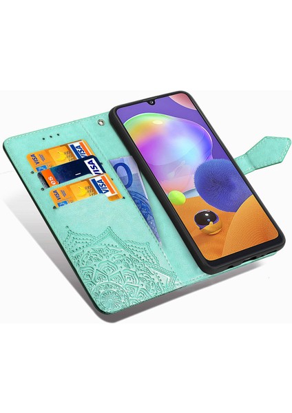 Samsung Galaxy A31 ile Uyumlu El Standı Fonksiyonlu Cüzdan Kabartmalı Pu Deri Kart Tutucu (Yurt Dışından) indirimleri