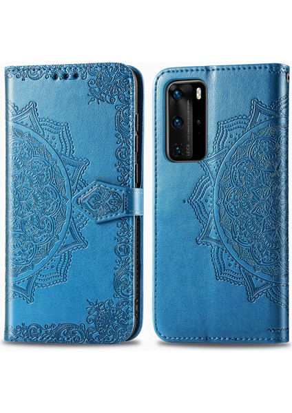 Huawei P40 Pro ile Uyumlu El Standı Fonksiyonlu Cüzdan Kabartmalı Pu Deri Kart Tutucu (Yurt Dışından) modelleri