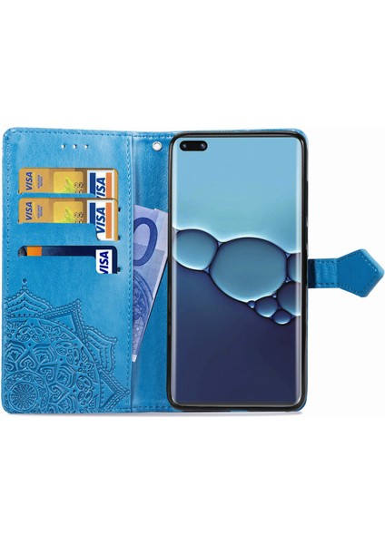 Huawei P40 Pro ile Uyumlu El Standı Fonksiyonlu Cüzdan Kabartmalı Pu Deri Kart Tutucu (Yurt Dışından) fırsatları