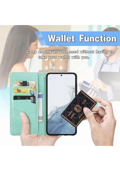 Samsung Galaxy S23 ile Uyumlu El Standı Fonksiyonlu Cüzdan Kabartmalı Pu Deri Kart Tutucu (Yurt Dışından) fırsatları