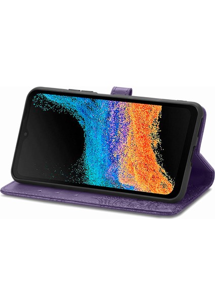 Samsung Galaxy Xcover6 Pro ile Uyumlu El Standı Fonksiyonlu Cüzdan Kabartmalı Pu Deri Kart Tutucu (Yurt Dışından) indirimleri