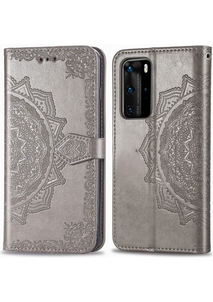 Huawei P40 Pro ile Uyumlu El Standı Fonksiyonlu Cüzdan Kabartmalı Pu Deri Kart Tutucu (Yurt Dışından) modelleri