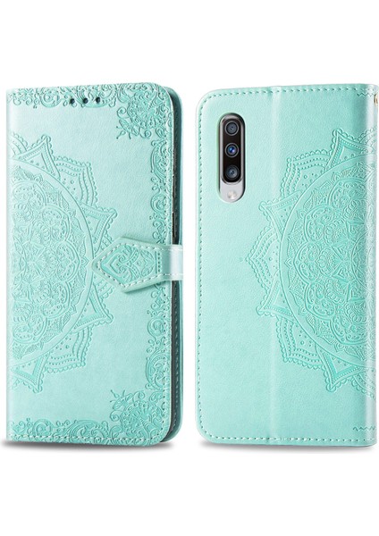 Samsung Galaxy A70S ile Uyumlu El Standı Fonksiyonlu Cüzdan Kabartmalı Pu Deri Kart Tutucu (Yurt Dışından)