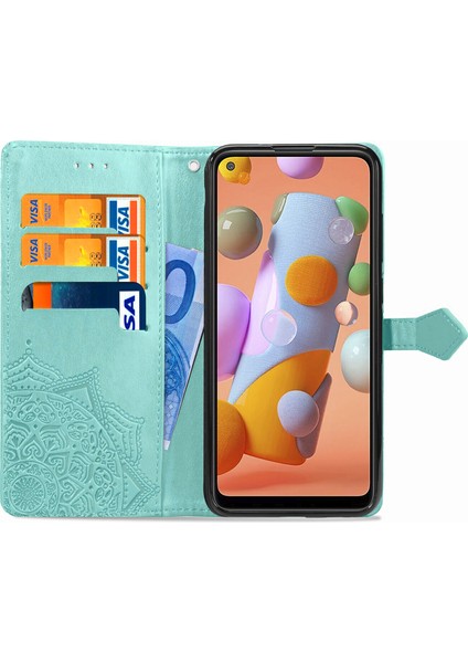 Samsung Galaxy A11 ile Uyumlu El Standı Fonksiyonlu Cüzdan Kabartmalı Pu Deri Kart Tutucu (Yurt Dışından) fırsatları
