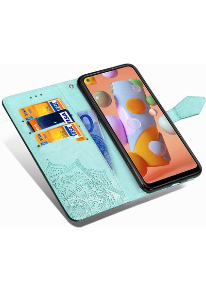 Samsung Galaxy A11 ile Uyumlu El Standı Fonksiyonlu Cüzdan Kabartmalı Pu Deri Kart Tutucu (Yurt Dışından) indirimleri