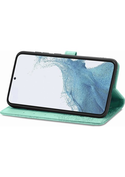 Samsung Galaxy S23 Plus ile Uyumlu El Standı Fonksiyonlu Cüzdan Kabartmalı Pu Deri Kart Tutucu (Yurt Dışından)