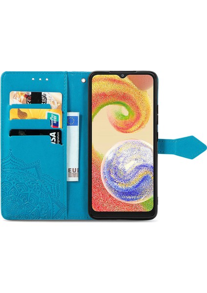 Samsung Galaxy A04 ile Uyumlu El Standı Fonksiyonlu Cüzdan Kabartmalı Pu Deri Kart Tutucu (Yurt Dışından) fırsatları