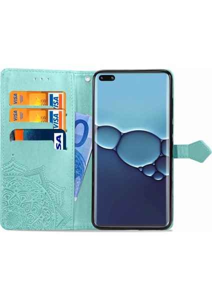 Huawei P40 Pro ile Uyumlu El Standı Fonksiyonlu Cüzdan Kabartmalı Pu Deri Kart Tutucu (Yurt Dışından) fırsatları
