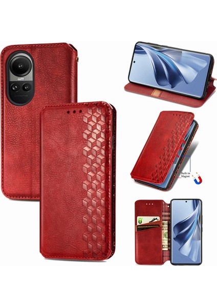 Oppo Reno 10 Pro 5g Cüzdan Kılıfı ile Uyumlu, Kart Tutuculu, Pu Deri Flip Kickstand Kapak (Yurt Dışından)