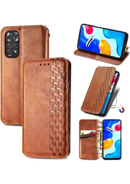 Xiaomi Redmi Note 11 4G/11S Cüzdan Kılıfı ile Uyumlu, Kart Tutuculu, Pu Deri Flip Kickstand Kapak (Yurt Dışından)