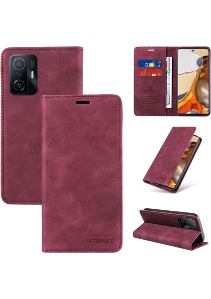 Xiaomi 11T/11T Pro Cüzdan Derisi ile Uyumlu-Rfıd Engellemeli Kart Sahipleri-Tpu Kapaklı Kapak (Yurt Dışından)