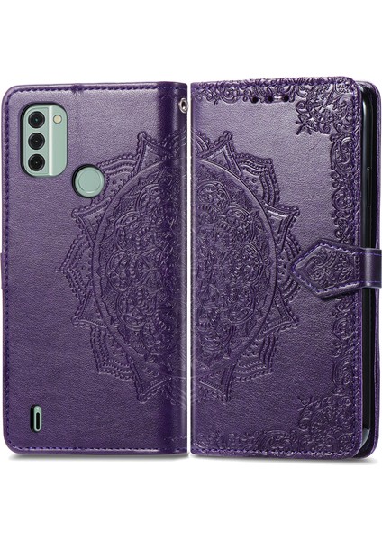 Nokia C31 ile Uyumlu El Standı Fonksiyonlu Cüzdan Kabartmalı Pu Deri Kart Tutucu (Yurt Dışından) modelleri