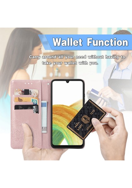 Samsung Galaxy A13 4g ile Uyumlu El Standı Fonksiyonlu Cüzdan Kabartmalı Pu Deri Kart Tutucu (Yurt Dışından) indirimleri