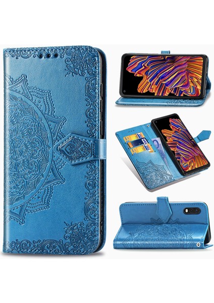 Samsung Galaxy x Cover Pro ile Uyumlu El Standı Fonksiyonlu Cüzdan Kabartmalı Pu Deri Kart Tutucu (Yurt Dışından)