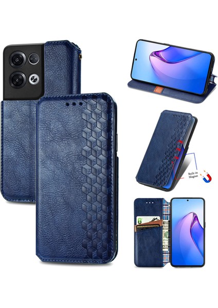 Oppo Reno 8 Pro Cüzdan Kılıfı ile Uyumlu, Kart Tutuculu, Pu Deri Flip Kickstand Kapak (Yurt Dışından)