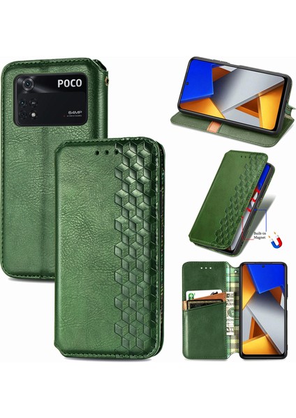 Xiaomi Poco M4 Pro Cüzdan Kılıfı ile Uyumlu, Kart Tutuculu, Pu Deri Flip Kickstand Kapak (Yurt Dışından)
