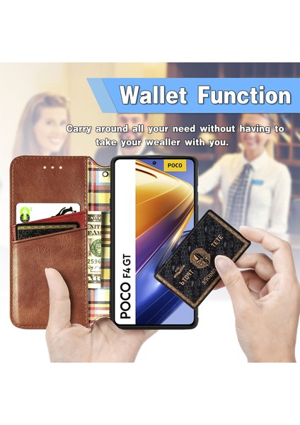 Xiaomi Poco F4 Gt Cüzdan Kılıfı ile Uyumlu, Kart Tutuculu, Pu Deri Flip Kickstand Kapak (Yurt Dışından)