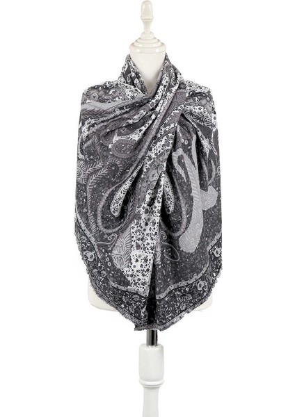 Siyah Şal Desen Kışlık Şal