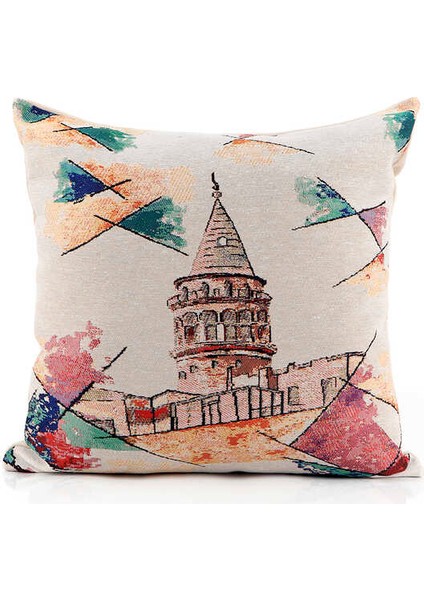 Pembe Galata Kulesi Goblen Kırlent