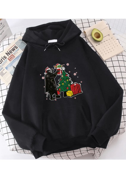 Darth Vader Baby Yoda Yılbaşı Kapşonlu Sweatshirt