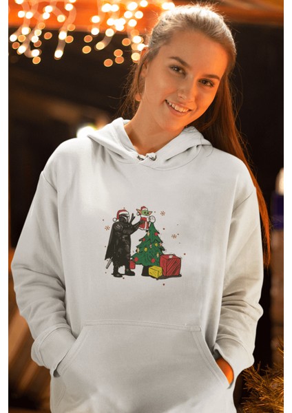 Darth Vader Baby Yoda Yılbaşı Kapşonlu Sweatshirt