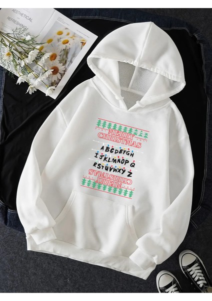 Stranger Things Lambalar Merry Christmas Kapşonlu Sweatshirt